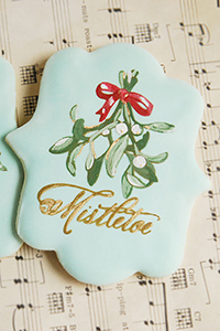 Stencil painted Mistletoe Cookies
