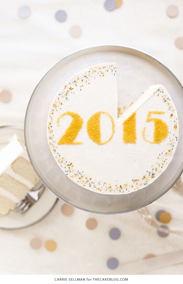 New Years Eve Sprinkle Cake - free template UPDATED for 2019! | by Carrie Sellman for TheCakeBlog.com