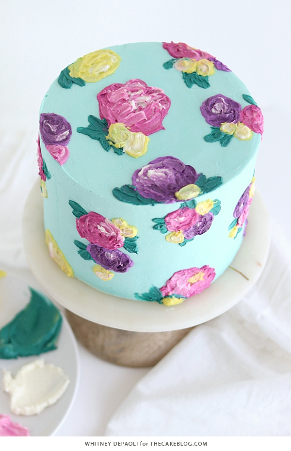 Painted Buttercream Flower Cake | by Whitney DePaoli for TheCakeBlog.com