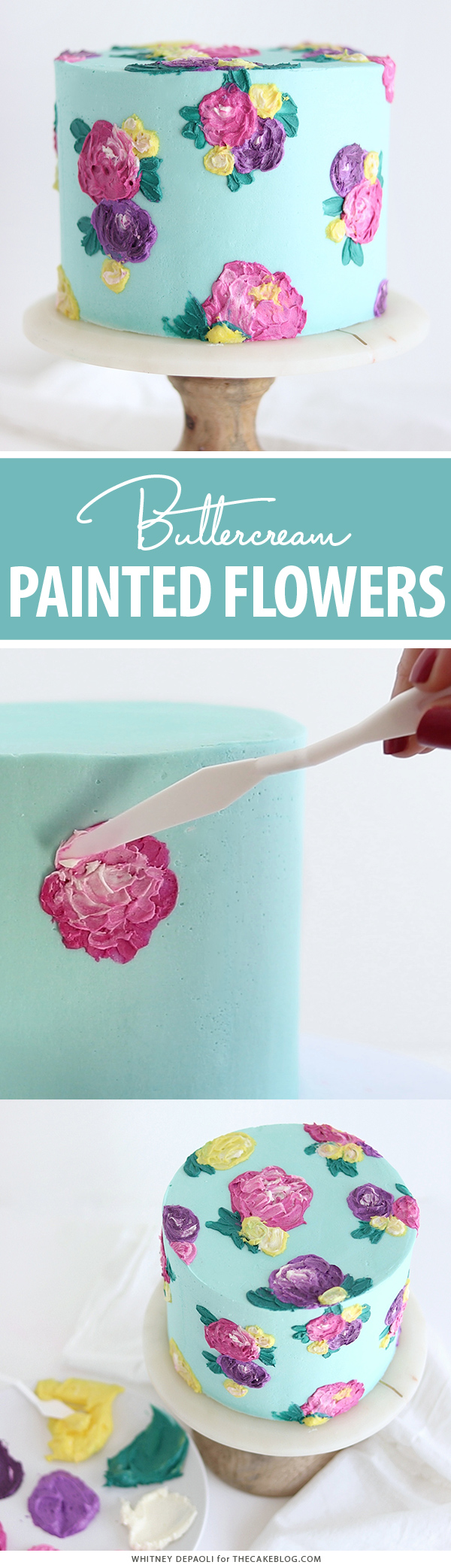 Painted Buttercream Flower Cake | by Whitney DePaoli for TheCakeBlog.com