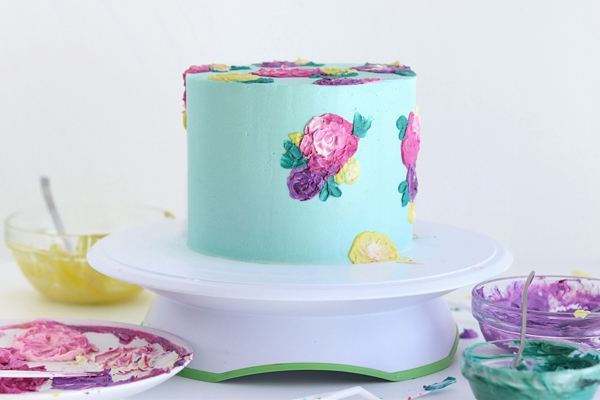 Painted Buttercream Flower Cake | by Whitney DePaoli for TheCakeBlog.com