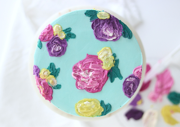 Painted Buttercream Flower Cake | by Whitney DePaoli for TheCakeBlog.com