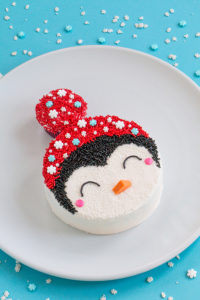 Penguin Cake - a sprinkle coated penguin cake too adorable for words | by Erin Gardner for TheCakeBlog.com