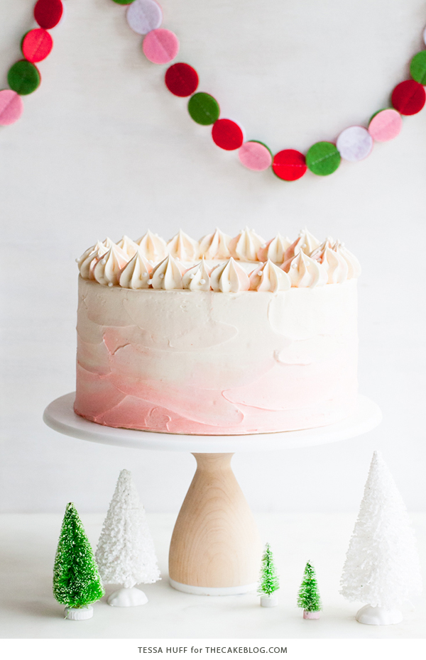 Peppermint Red Velvet Cake - bright red cake layered with white chocolate peppermint buttercream | by Tessa Huff for TheCakeBlog.com