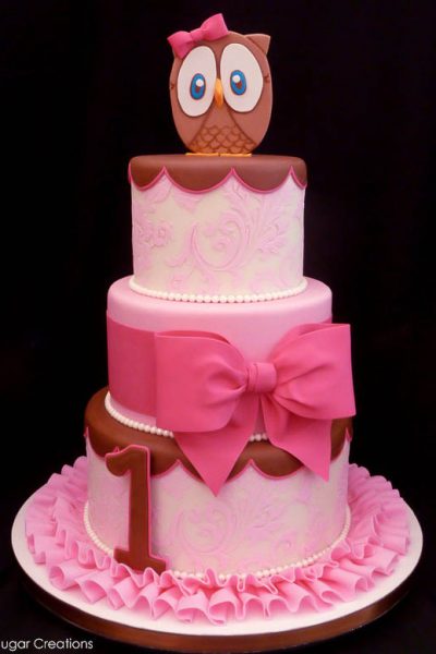 Frilly Pink Owl Cake