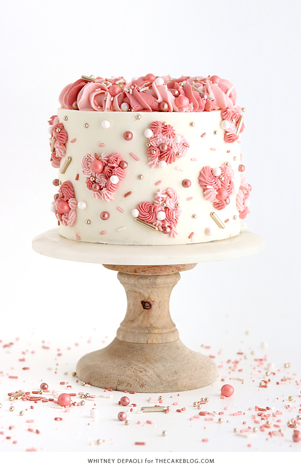 Piped Hearts Valentine's Cake | by Whitney DePaoli for TheCakeBlog.com