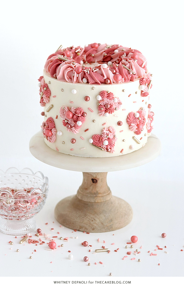 Piped Hearts Valentine's Cake | by Whitney DePaoli for TheCakeBlog.com