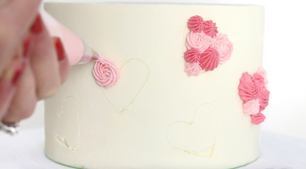 Piped Hearts Valentine's Cake | by Whitney DePaoli for TheCakeBlog.com