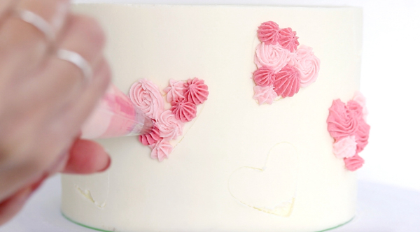 Piped Hearts Valentine's Cake | by Whitney DePaoli for TheCakeBlog.com