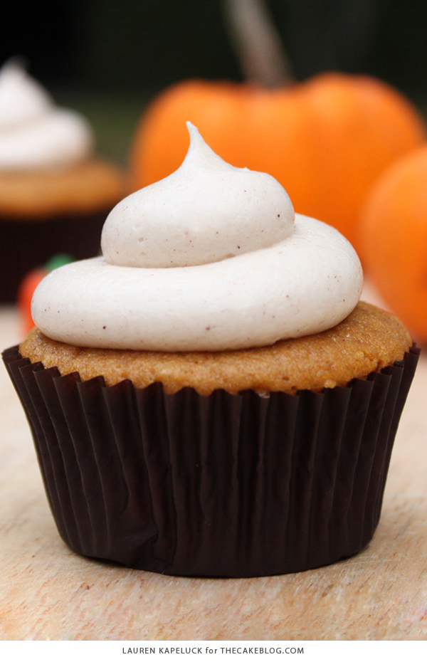 Pumpkin Cupcakes with Cinnamon Cream Cheese | TheCakeBlog.com