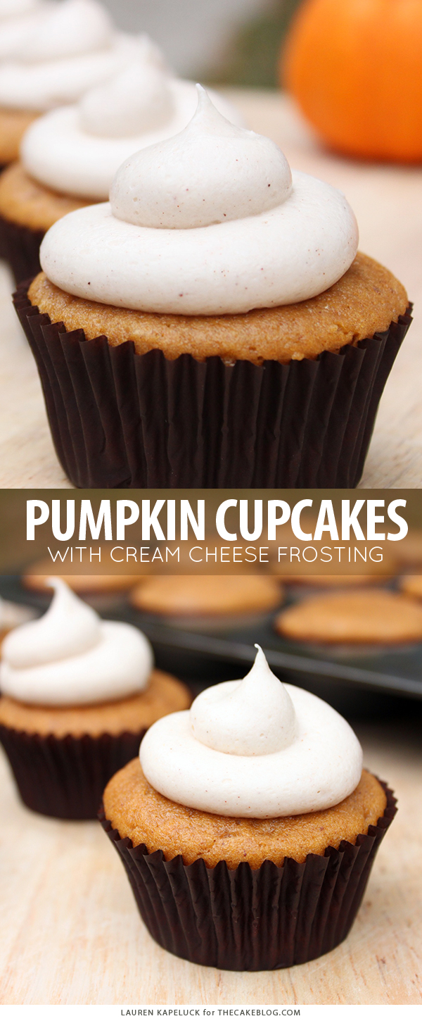Pumpkin Cupcakes with Cinnamon Cream Cheese | TheCakeBlog.com