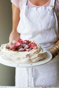 Rose water and pistachio pavlova with strawberries | from Live Bake Nourish by Amber Rose