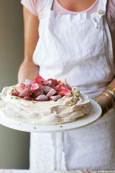 Rose Water and Pistachio Pavlova