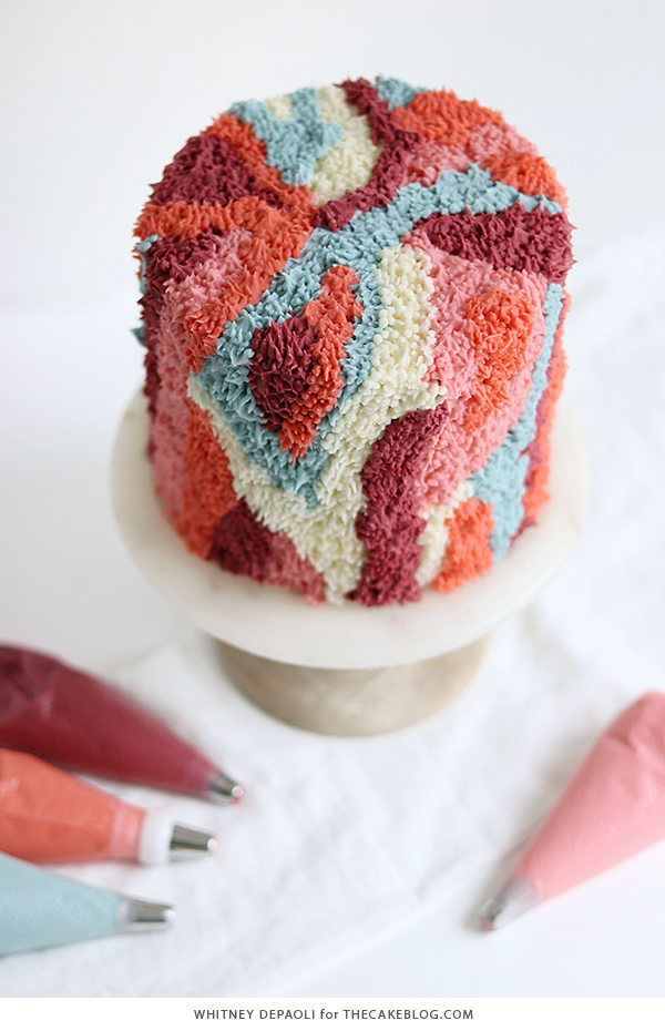 Shag Cake - how to make a fuzzy textured cake inspired by 70's shag carpet | by Whitney DePaoli for TheCakeBlog.com