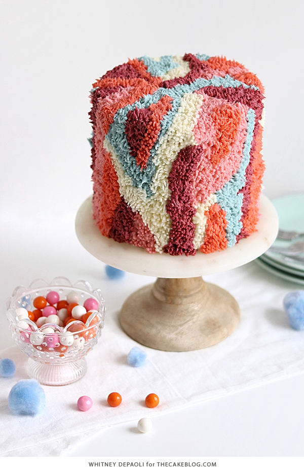 Shag Cake - how to make a fuzzy textured cake inspired by 70's shag carpet | by Whitney DePaoli for TheCakeBlog.com