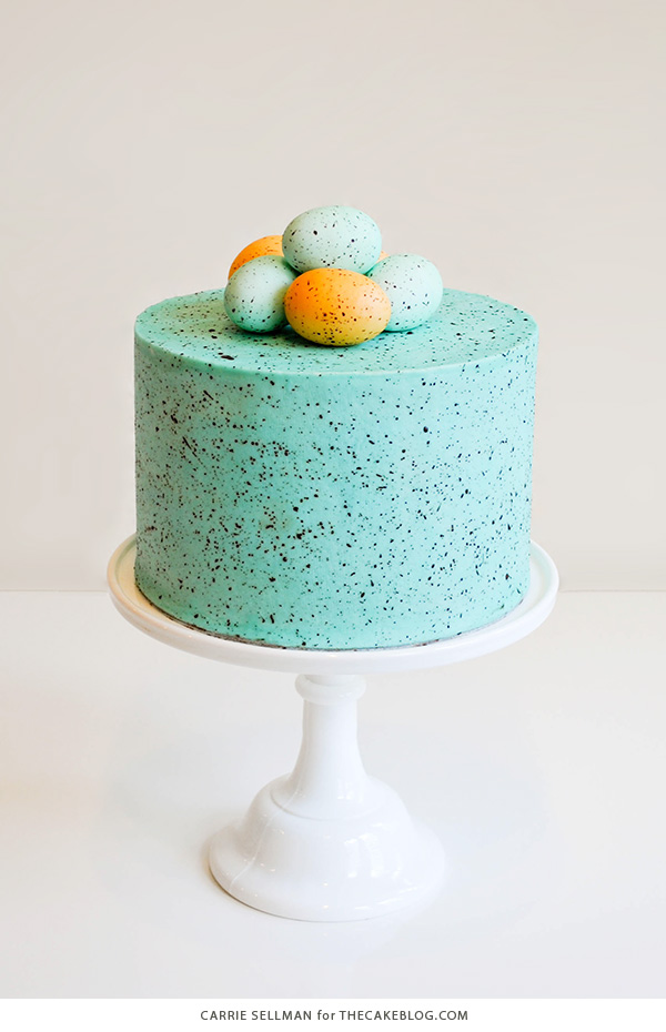 The original Speckled Egg Cake! Learn how to make this springy Easter cake with a step-by-step tutorial | by Carrie Sellman for TheCakeBlog.com