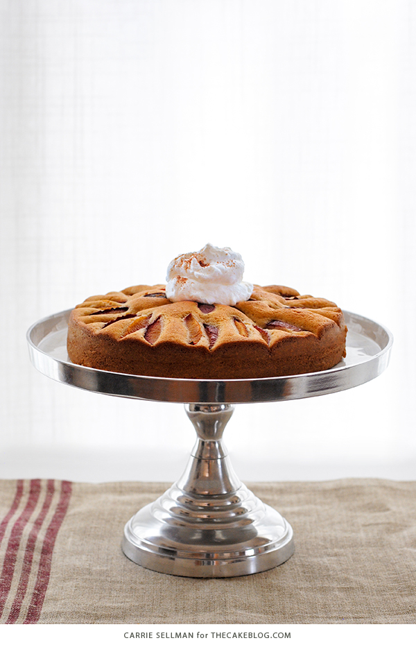 Spiced Plum Cake with Whipped Yogurt - an elegant yet easy cake recipe for holiday entertaining. | Carrie Sellman for TheCakeBlog.com