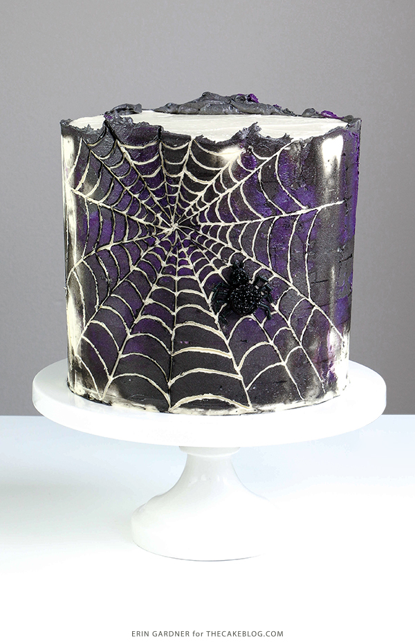 Spiderweb Cake - how to make an easy spiderweb cake with buttercream | by Erin Gardner for TheCakeBlog.com