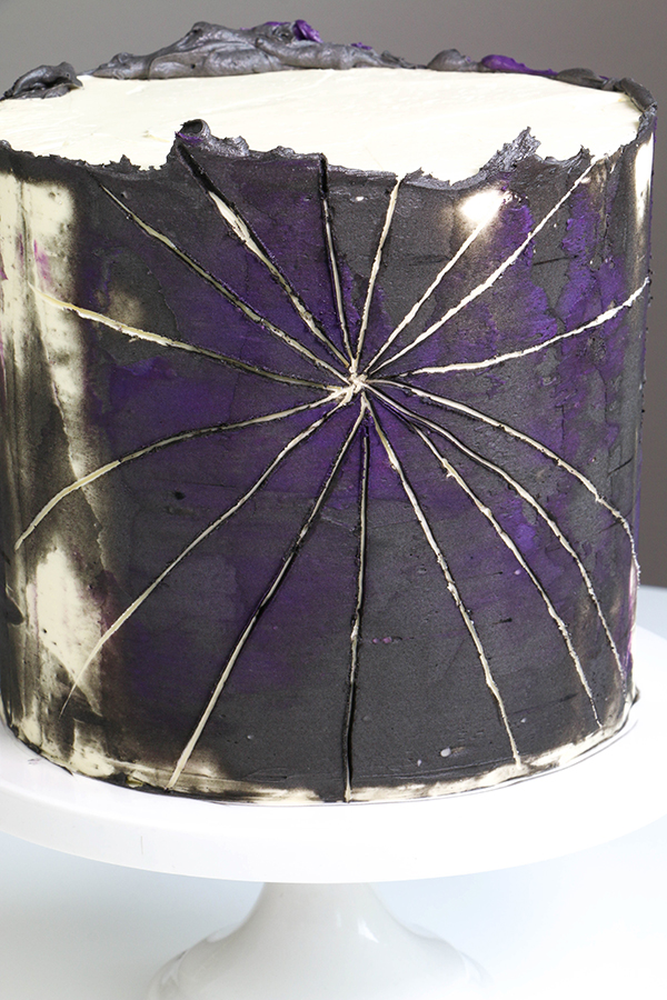 Spiderweb Cake - how to make an easy spiderweb cake with buttercream | by Erin Gardner for TheCakeBlog.com