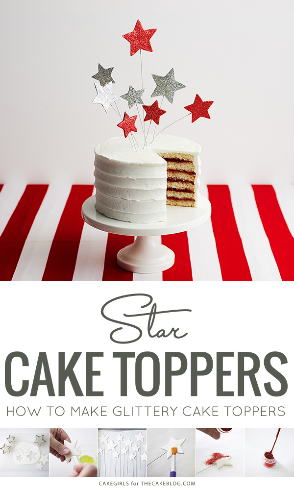 How to make glittery, star shaped cake toppers on wire. An easy cake decoration that can be made in advance | by Cakegirls for TheCakeBlog.com