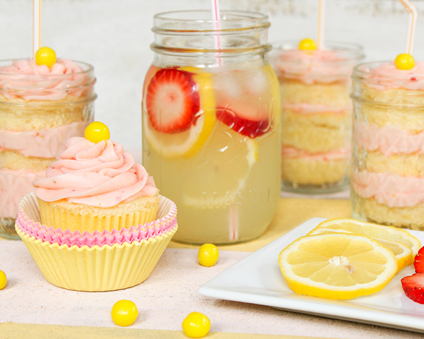 Strawberry Lemonade Cupcakes - moist lemon cupcakes paired with fresh strawberry buttercream for the perfect combination of sour and sweet | by Lauren Kapeluck for TheCakeBlog.com