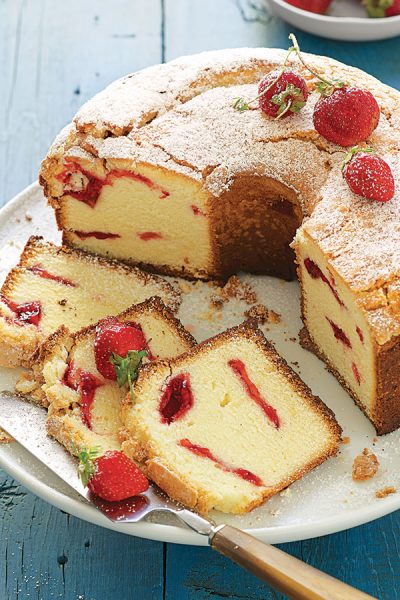 Strawberry Swirl Cream Cheese Pound Cake
