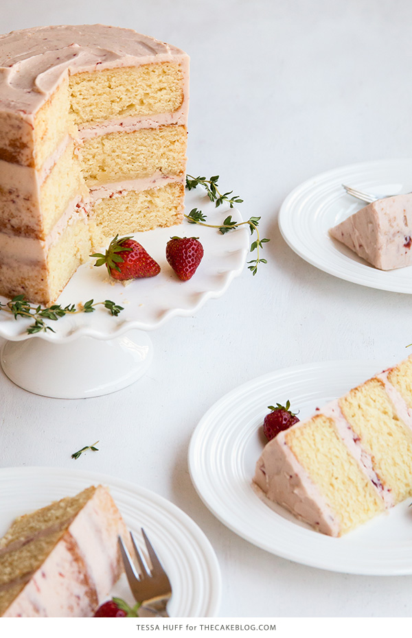 Strawberry Thyme Cake | by Tessa Huff for TheCakeBlog.com