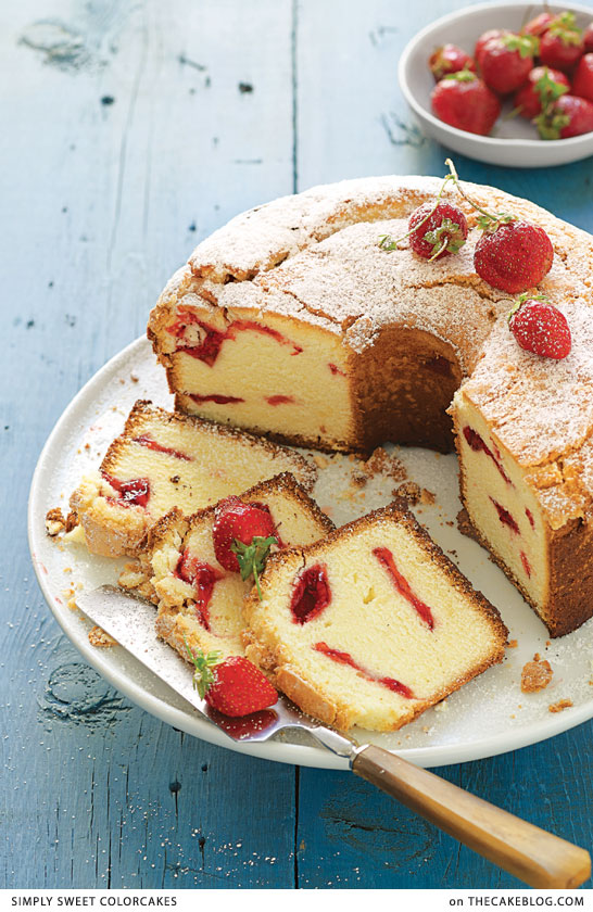 Strawberry Swirl Cream Cheese Pound Cake | a recipe from Simply Sweet ColorCakes