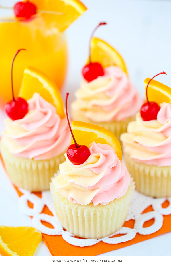 Tequila Sunrise Cupcake Recipe | by Lindsay Conchar for TheCakeBlog.com