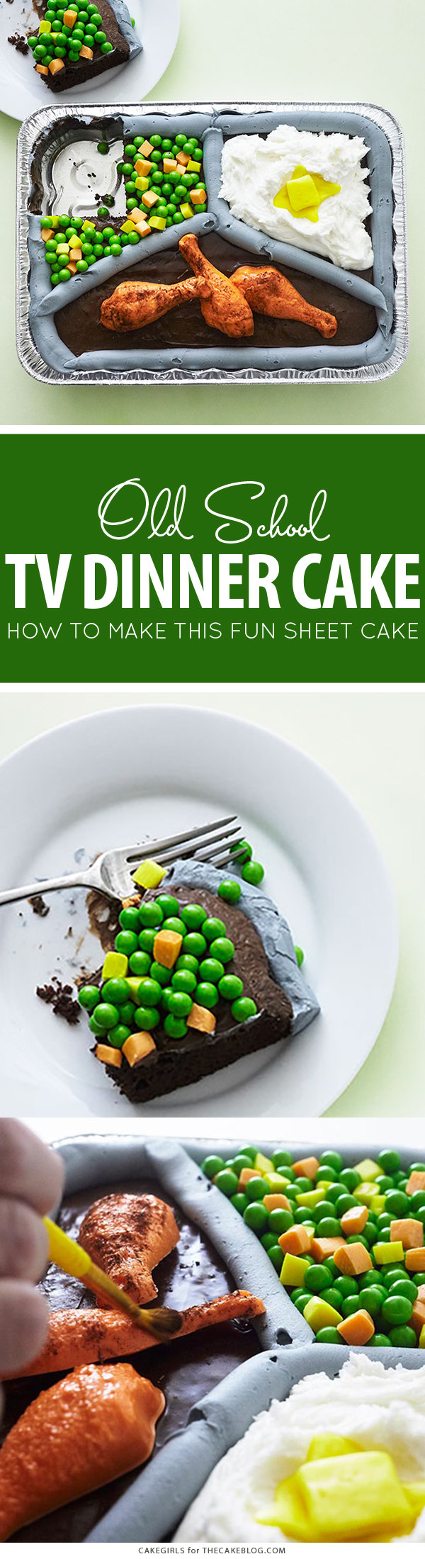TV Dinner Cake - an easy and fun sheet cake for Father's Day and April Fools Day | by Cakegirls for TheCakeBlog.com