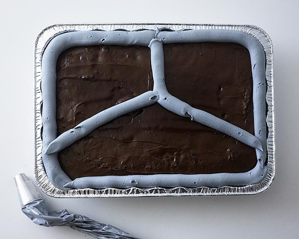 TV Dinner Cake - an easy and fun sheet cake for Father's Day and April Fools Day | by Cakegirls for TheCakeBlog.com