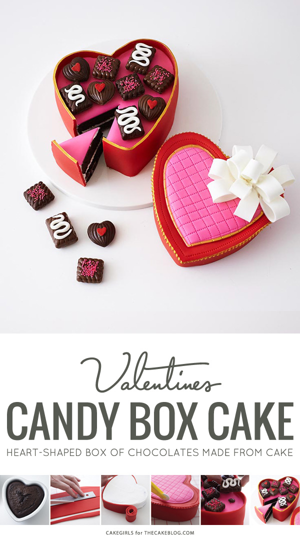 How to make a Valentine's Chocolate Candy Box Cake | by Cakegirls on TheCakeBlog.com