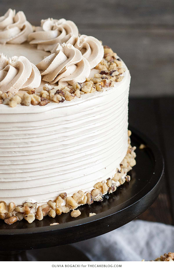 Walnut Cake with Brown Sugar Buttercream | by Olivia Bogacki for TheCakeBlog.com