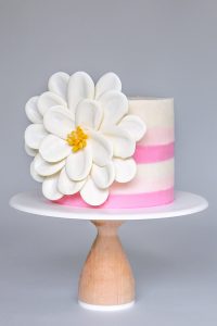 White Chocolate Flower Cake – how to make a side chocolate flower cake, using candy melts and everyday tools | by Erin Gardner for TheCakeBlog.com