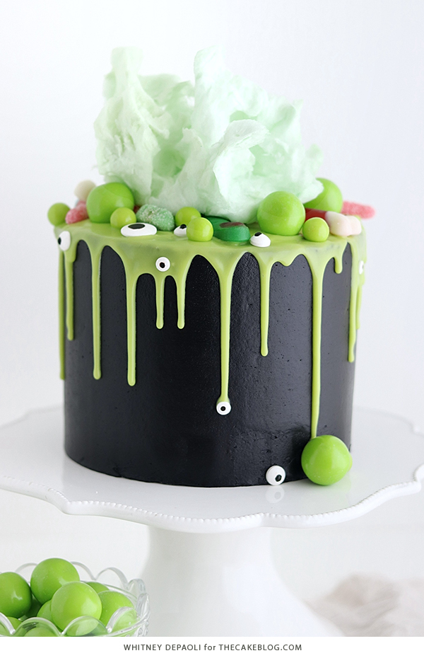 Witch Cauldron Cake - how to make an amazing Halloween cauldron cake that looks like bubbling witches' brew | by Whitney DePaoli for TheCakeBlog.com